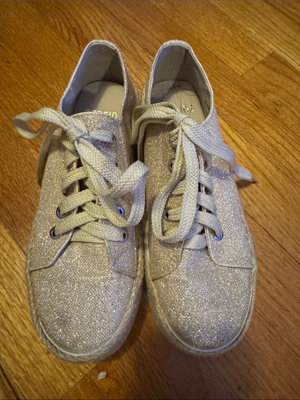 Women’s Glitter Lace-Up Sneakers - Champagne